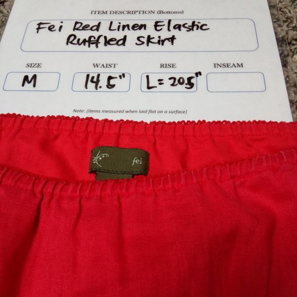 Anthro Fei 100% Linen Scallop Ruffle Hem Skirt M - Picture 7 of 7